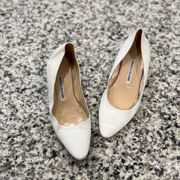 Manolo blahnik white heeled flats - Picture 1 of 9